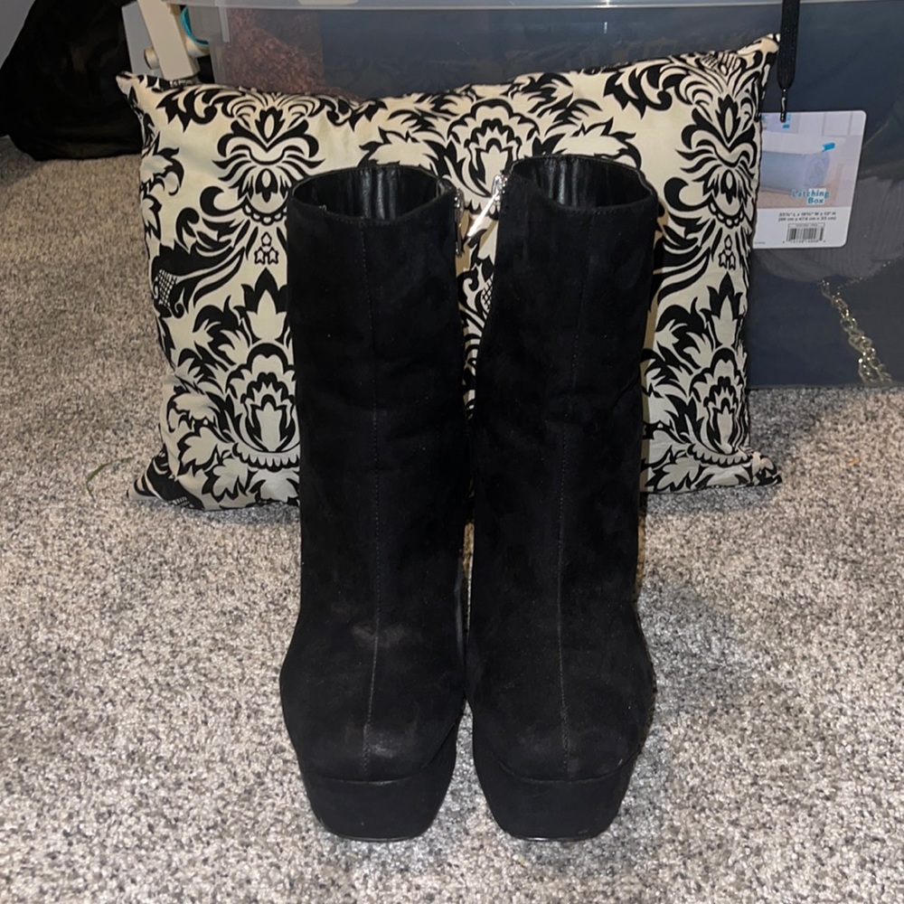 Suede Black Platform Heels
